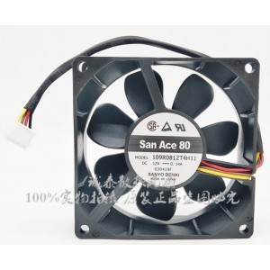 SANYO 109R0812T4H11 12V 0.14A 4wires Cooling Fan