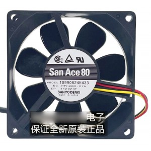 SANYO 109R0824H433 24V 0.07A 3wires Cooling Fan