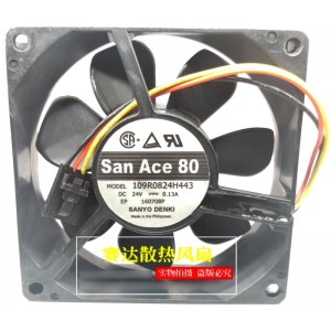 SANYO 109R0824H443 24V 0.13A 3wires Cooling Fan 