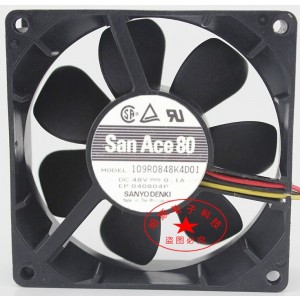 SANYO 109R0848K4D01 48V 0.1A 3wires Cooling Fan