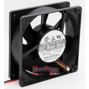Sanyo 109R1212H1161 12V 0.52A 3wires Cooling Fan