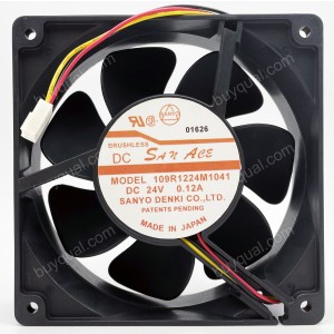 Sanyo 109R1224M1041 24V 0.12A 3wires Cooling Fan 