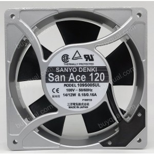 Sanyo 109S005UL 100V 0.18/0.16A 12/14W Cooling Fan
