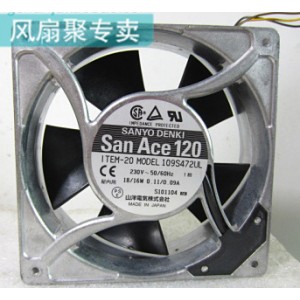 Sanyo 109S472UL 230V 0.11/0.09A 18/16W 3wires Cooling Fan