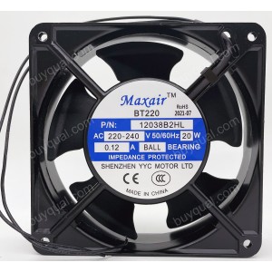 Maxair 12038B2HL 12038S2HL 220/240V 0.12A 20W Cooling Fan