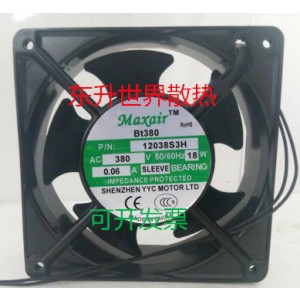 Maxair 12038S3H 380V 0.06A 18W 2 Wires Cooling Fan 