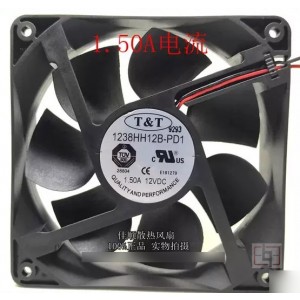 T&T 1238HH12B-PD1 12V 1.50A 2wires Cooling Fan