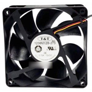 T&T 1238M12B-273 12V 0.7A 3wires Cooling Fan 
