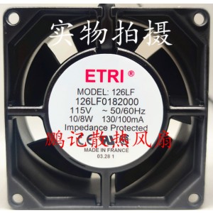 ETRI 126LF0182000 115V 130/100mA 10/8W 2wires Cooling Fan 