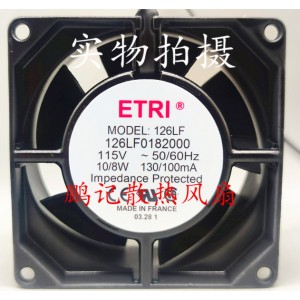 ETRI 126LF2182000 115V 130/100mA 10/8W 2wires Cooling Fan 