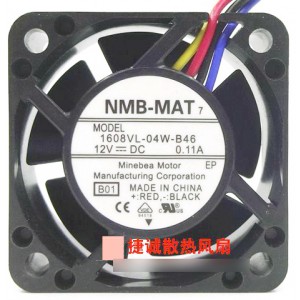 NMB 1608VL-04W-B46 12V 0.11A 4wires Cooling Fan 