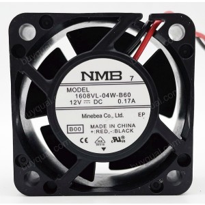 NMB 1608VL-04W-B60 1608VL-04W-B60-B00 12V 0.17A 2wires Cooling Fan