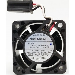 NMB 1608VL-05W-B49 A90L-0001-0551#A 24V 0.07A 3wires Cooling Fan - Special plug