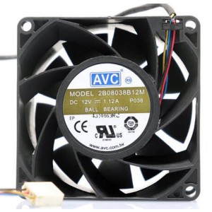 AVC 2B08038B12M 12V 1.12A 4wires Cooling Fan