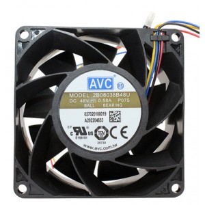 AVC 2B08038B48U 48V 0.58A 4wires Cooling Fan - New