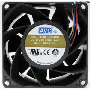 AVC 2B08038B48U 48V 0.58A 4wires Cooling Fan - New