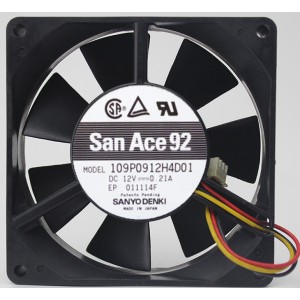 Sanyo 109P0912H4D01 12V 0.21A 3wires Cooling Fan