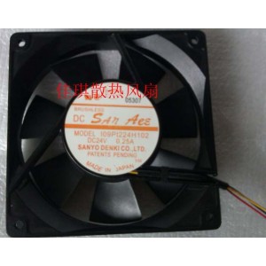 Sanyo 109P1224H102 24V 0.25A 3wires Cooling Fan