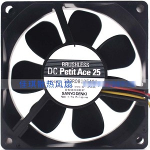 Sanyo 109R0812E401 12V 0.24A 3wires Cooling Fan