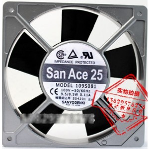 Sanyo 109S081 100V 0.11A 9.5/8.5W Cooling Fan