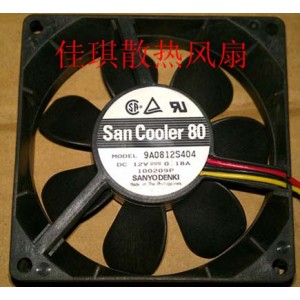 Sanyo 9A0812S404 12V 0.18A 3wires Cooling Fan