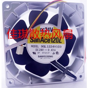 Sanyo 9GL1224V103 24V 0.43A 3wires Cooling Fan