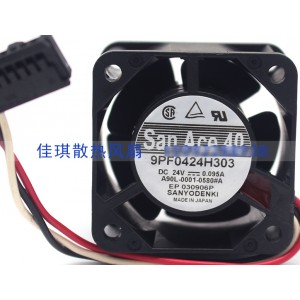 Sanyo 9PF0424H303 A90L-0001-0580#A 24V 0.95A 3wires Cooling Fan