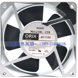ORIX MU1238B-21B 115V 12.5/11.5W 2wires Cooling Fan