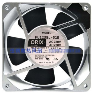 ORIX MU1238L-51B 220/230V 7.5/9.5W 2wires cooling fan
