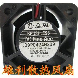 SANYO 109P0424H309 24V 0.095A 2wires cooling fan