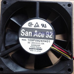 Sanyo 109P0924H401 24V 0.12A 3wires Cooling Fan