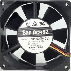 Sanyo 109P0924H4011 24V 0.12A 3wires Cooling Fan