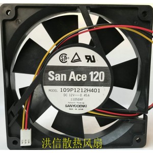 Sanyo 109P1212H401 12V 0.45A 3wires Cooling Fan