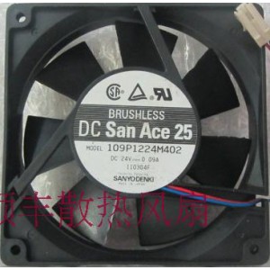 Sanyo 109P1224M402 24V 0.09A Cooling Fan