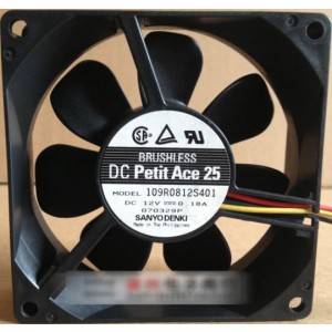 Sanyo 109R0812S401 12V 0.18A 2.16W 3wires Cooling Fan