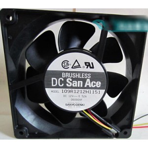 Sanyo 109R1212H1151 12V 0.52A 3wires DC Cooling Fan
