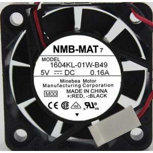 NMB 1604KL-01W-B49 5V 0.16A 3wires Cooling Fan