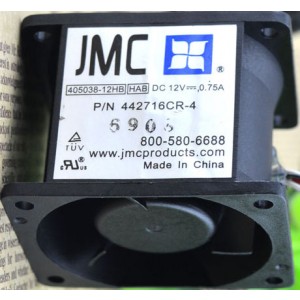 JMC DATECH 4038 405038-12HB 12V 0.75A 3wires Cooling Fan