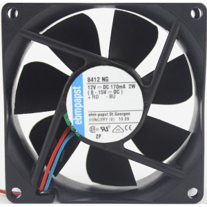 Ebmpapst 8412NG 12V 170mA 2W 2wires Cooling Fan