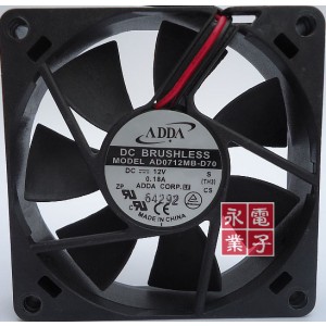 ADDA AD0712MB-D70 12V 0.18A 1.22W 3wires Cooling Fan