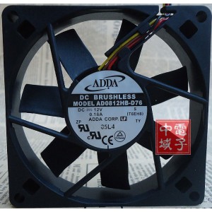 ADDA AD0812HB-D76 12V 0.18A 3wires Cooling Fan