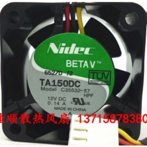 Nidec C35532-57 12V 0.14A 3wires cooling fan
