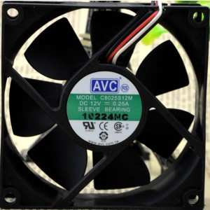 AVC C8025S12M 12V 0.25A 3wires Cooling Fan