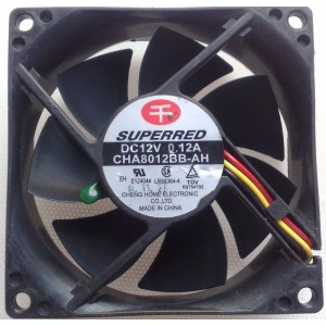 SUPERRED CHA8012BB-AH 12V 0.12A 3wires cooling fan