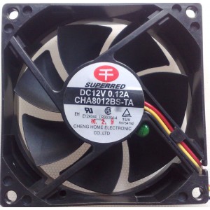 SUPERRED CHA8012BS-TA 12V 0.12A 3wires cooling fan