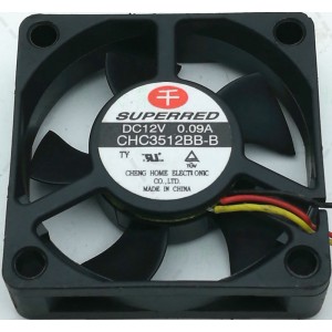 SUPERRED CHC3512BB-B 12V 0.09A 3wires cooling fan