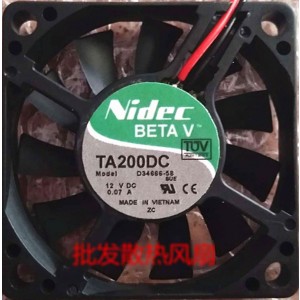 Nidec D34666-58 12V 0.07A 3wires Cooling Fan