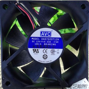 AVC DA07020T12H 12V 0.33A 3wires Cooling Fan