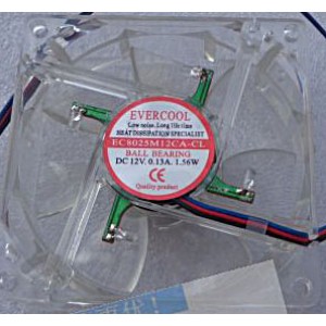 EVERCOOL EC8025M12CA-CL 12V 0.13A 1.56W 3wires cooling fan