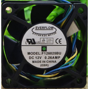 EVERFLOW F126025BU 12V 0.26A 3wires cooling fan